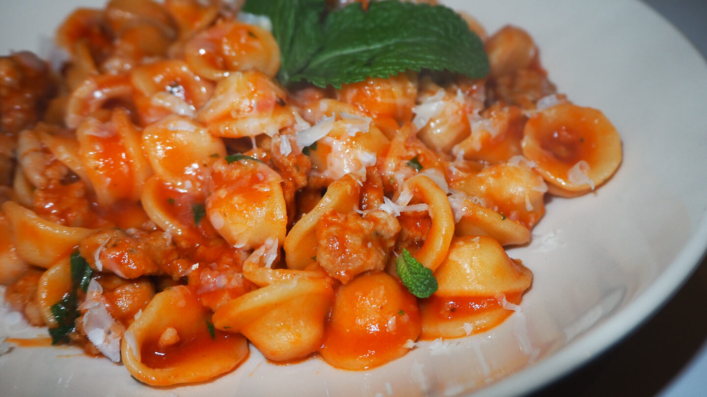 Orecchiette With Sausage & Mint Sauce